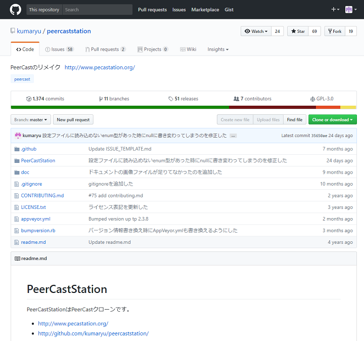 PeercastStationのトップページ